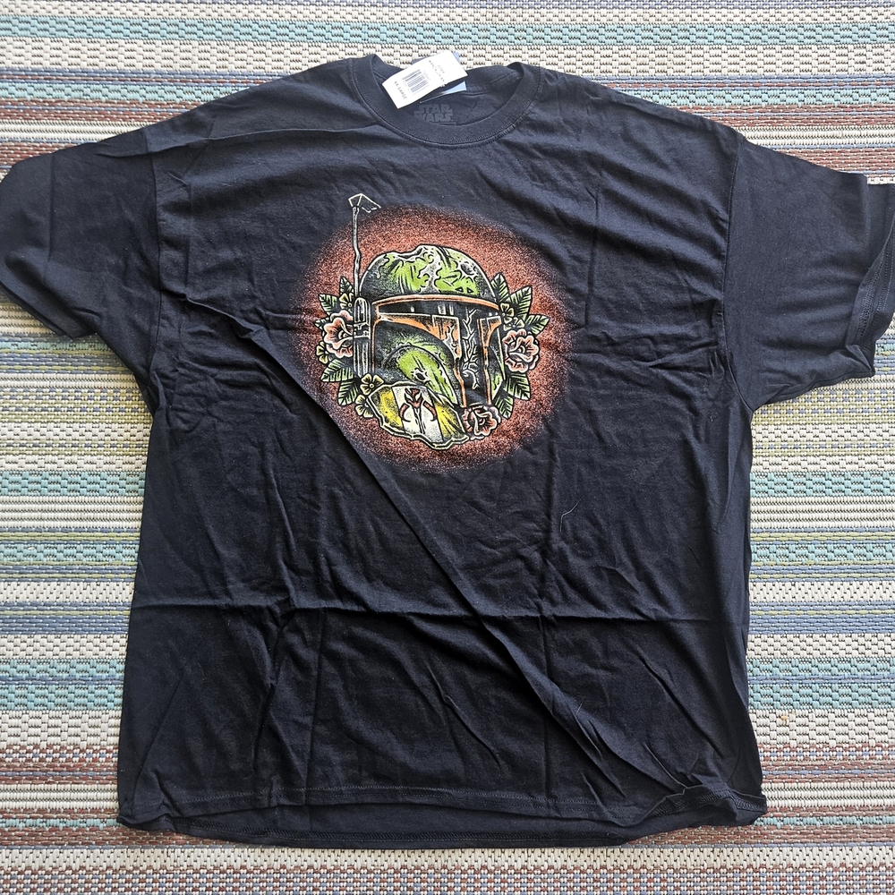 Star Wars Boba Fett Helmet Size XXL Graphic T-Shirt Black Tee ThinkGeek